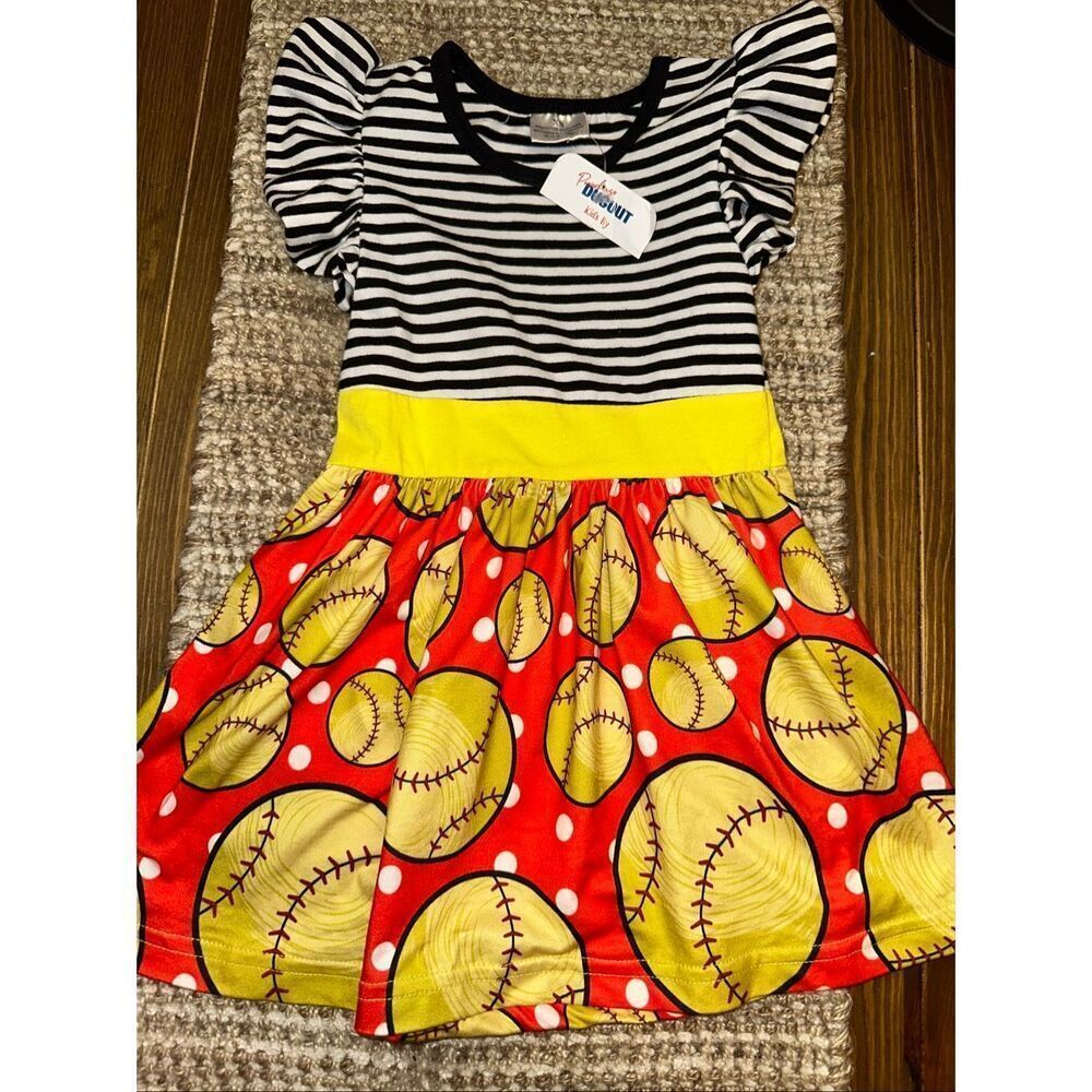 Boutique Baseball dress toddler XS 3T NWOT